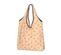 Buewutiry 2 PCS Large Tote Bag for Women - Lightweight Cartoon Cute Corgi Funny Brown Reusable Grocery Bags Foldable, Shopping Bags for Groceries, Cloth Bags Work Beach Travel with Handles