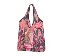 Buewutiry 2 PCS Large Tote Bag for Women - Lightweight Cheetah On Toilet Humor Art Reusable Grocery Bags Foldable, Shopping Bags for Groceries, Cloth Bags Work Beach Travel with Handles