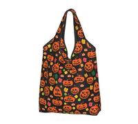 Buewutiry 2 PCS Large Tote Bag for Women - Lightweight halloween spiders pumpkins Reusable Grocery Bags Foldable, Shopping Bags for Groceries, Cloth Bags Work Beach Travel with Handles