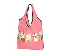 Buewutiry 2 PCS Large Tote Bag for Women - Lightweight Lucky Cat,Cute Cat Reusable Grocery Bags Foldable, Shopping Bags for Groceries, Cloth Bags Work Beach Travel with Handles
