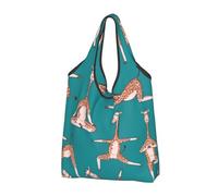 Buewutiry 3 PCS Large Tote Bag for Women - Lightweight Giraffes Doing Various Yoga Reusable Grocery Bags Foldable, Shopping Bags for Groceries, Cloth Bags Work Beach Travel with Handles
