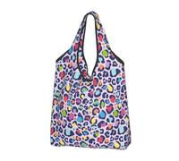 Buewutiry 3 PCS Large Tote Bag for Women - Lightweight rainbow leopard spot print Reusable Grocery Bags Foldable, Shopping Bags for Groceries, Cloth Bags Work Beach Travel with Handles