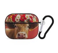 Buewutiry Compatible with Airpods Pro 2nd Generation Case Cover - White and Red Daisy Cow Case Compatible with Airpods Pro Case Cover, Cute Case Compatible with Airpods Pro 2 Case