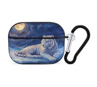 Buewutiry Compatible with Airpods Pro 2nd Generation Case Cover - White Tiger Under Full Moon Case Compatible with Airpods Pro Case Cover, Cute Case Compatible with Airpods Pro 2 Case