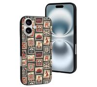 Buewutiry Compatible with iPhone 16 Case Cute - Soft Stamp Pattern England Silicone Case Compatible with iPhone 16 Phone Case for Women Men