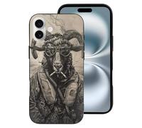 Buewutiry Compatible with iPhone 16 Plus Case Cute - Soft Vintage Ram Pilot Silicone Case Compatible with iPhone 16 Plus Phone Case for Women Men Black