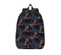 Buewutiry Cool Fire Mountain Dragon A Print Lightweight Canvas Backpack, Backpack For Women Men Couples, Travel Laptop Bag, Black, 15"