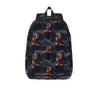 Buewutiry Cool Fire Mountain Dragon Print Lightweight Canvas Backpack, Backpack For Women Men Couples, Travel Laptop Bag, Black, 15"