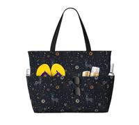 Buewutiry Large Beach Bags Water-resistant Sandproof - Milky Way Sun Constellation Deer Cute Beach Tote Bags for Women with Zipper