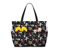 Buewutiry Large Beach Bags Water-resistant Sandproof - Zombie Mummy Skeleton Cute Beach Tote Bags for Women with Zipper