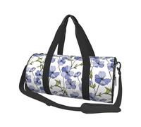 Buewutiry Large Duffle Bag for Travel - Blue Flax Flowers Gym Bag for Women Men, Foldable Travel Bags for Women Men with Zippered Multiple Pockets