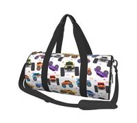 Buewutiry Large Duffle Bag for Travel - Cartoon Monster Trucks1 Gym Bag for Women Men, Foldable Travel Bags for Women Men with Zippered Multiple Pockets