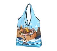Buewutiry Large Tote Bag for Women - Lightweight Animals on Noah's Ark Floating Reusable Grocery Bags Foldable, Shopping Bags for Groceries, Cloth Bags Work Beach Travel with Handles
