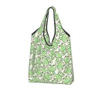 Buewutiry Large Tote Bag for Women - Lightweight cute frog sitting pose funny Reusable Grocery Bags Foldable, Shopping Bags for Groceries, Cloth Bags Work Beach Travel with Handles