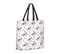 Buewutiry Large Tote Bag For Women - Reusable The Tote Bag With Zipper, Beach Bags For Women, Boston Terrier dog hearts cute Mom Bag For Mom Suitable For Hospital Beach Travel Shopping