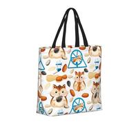 Buewutiry Large Tote Bag For Women - Reusable The Tote Bag With Zipper, Beach Bags For Women, Cartoon Cute Hamster Nut Peanut Mom Bag For Mom Suitable For Hospital Beach Travel Shopping