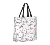 Buewutiry Large Tote Bag For Women - Reusable The Tote Bag With Zipper, Beach Bags For Women, cute alpacas lama hearts white Mom Bag For Mom Suitable For Hospital Beach Travel Shopping