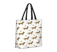 Buewutiry Large Tote Bag For Women - Reusable The Tote Bag With Zipper, Beach Bags For Women, Dachshund Dog Puppy Tennis Mom Bag For Mom Suitable For Hospital Beach Travel Shopping