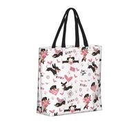 Buewutiry Large Tote Bag For Women - Reusable The Tote Bag With Zipper, Beach Bags For Women, Dachshund Dog Puppy Pink Love Mom Bag For Mom Suitable For Hospital Beach Travel Shopping