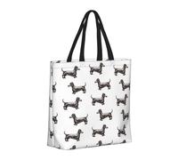 Buewutiry Large Tote Bag For Women - Reusable The Tote Bag With Zipper, Beach Bags For Women, Dachshund Dog Puppy Retro Mom Bag For Mom Suitable For Hospital Beach Travel Shopping