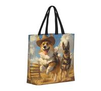 Buewutiry Large Tote Bag For Women - Reusable The Tote Bag With Zipper, Beach Bags For Women, Farm Corgi German Shepherd Mom Bag For Mom Suitable For Hospital Beach Travel Shopping