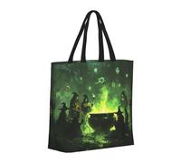 Buewutiry Large Tote Bag For Women - Reusable The Tote Bag With Zipper, Beach Bags For Women, Halloween Green Forest Witch Mom Bag For Mom Suitable For Hospital Beach Travel Shopping