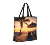 Buewutiry Large Tote Bag For Women - Reusable The Tote Bag With Zipper, Beach Bags For Women, Hawaiian Sunset Beach Mom Bag For Mom Suitable For Hospital Beach Travel Shopping