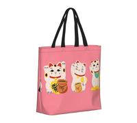 Buewutiry Large Tote Bag For Women - Reusable The Tote Bag With Zipper, Beach Bags For Women, Lucky Cat,Cute Cat Mom Bag For Mom Suitable For Hospital Beach Travel Shopping