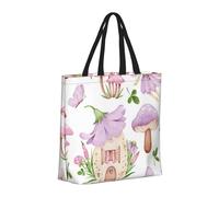 Buewutiry Large Tote Bag For Women - Reusable The Tote Bag With Zipper, Beach Bags For Women, mushroom fairy house Mom Bag For Mom Suitable For Hospital Beach Travel Shopping