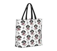 Buewutiry Large Tote Bag For Women - Reusable The Tote Bag With Zipper, Beach Bags For Women, Pirate puppy Mom Bag For Mom Suitable For Hospital Beach Travel Shopping