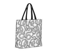 Buewutiry Large Tote Bag For Women - Reusable The Tote Bag With Zipper, Beach Bags For Women, Simple Black Lines Cute Snake Mom Bag For Mom Suitable For Hospital Beach Travel Shopping