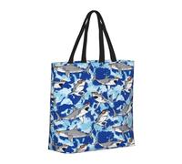 Buewutiry Large Tote Bag For Women - Reusable The Tote Bag With Zipper, Beach Bags For Women, Spectacled Great White Shark Mom Bag For Mom Suitable For Hospital Beach Travel Shopping