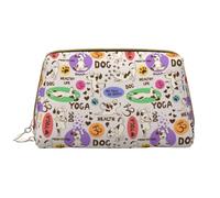 Buewutiry Large Travel Makeup Bag - Dog Doing Yoga Pvc Leather Portable Cosmetic Bags for Women with Zipper, Skincare Bag Makeup Pouch Toiletry Bag for Women
