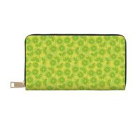 Buewutiry Leather Thin Slim Wallets for Women Men - Cute Limes Kelly Green Clutch Card Wallet for Women Men with Zipper