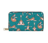 Buewutiry Leather Thin Slim Wallets for Women Men - Giraffes Doing Various Yoga Clutch Card Wallet for Women Men with Zipper