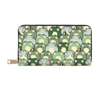 Buewutiry Leather Thin Slim Wallets for Women Men - shy frog Clutch Card Wallet for Women Men with Zipper