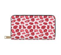 Buewutiry Leather Thin Slim Wallets for Women Men - steak pattern Clutch Card Wallet for Women Men with Zipper