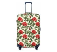 Buewutiry Luggage Cover - Classic Red Roses Print Travel Suitcase Covers For Luggage, High Elasticity Suit Case Cover Protector Fits 18-32 Inch, Black, 25-28