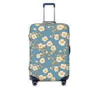 Buewutiry Luggage Cover - Classy Blossom White Print Travel Suitcase Covers For Luggage, High Elasticity Suit Case Cover Protector Fits 18-32 Inch, Black, 22-24