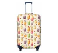 Buewutiry Luggage Cover - Cute Milk Tea Colorful Print Travel Suitcase Covers For Luggage, High Elasticity Suit Case Cover Protector Fits 18-32 Inch, Black, 25-28
