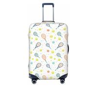 Buewutiry Luggage Cover - Cute Tennis Racket Print Travel Suitcase Covers For Luggage, High Elasticity Suit Case Cover Protector Fits 18-32 Inch, Black, 18-21