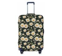 Buewutiry Luggage Cover - Elegant Daisies Print Travel Suitcase Covers For Luggage, High Elasticity Suit Case Cover Protector Fits 18-32 Inch, Black, 18-21