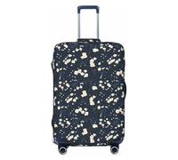 Buewutiry Luggage Cover - Navy Blue Plum Blossom Print Travel Suitcase Covers For Luggage, High Elasticity Suit Case Cover Protector Fits 18-32 Inch, Black, 25-28