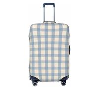 Buewutiry Luggage Cover - Vintage Blue Gingham Print Travel Suitcase Covers For Luggage, High Elasticity Suit Case Cover Protector Fits 18-32 Inch, Black, 29-32
