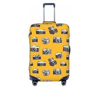 Buewutiry Luggage Cover - Vintage Camera Yellow Print Travel Suitcase Covers For Luggage, High Elasticity Suit Case Cover Protector Fits 18-32 Inch, Black, 25-28