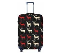 Buewutiry Luggage Cover - Vintage Elk Red White Print Travel Suitcase Covers For Luggage, High Elasticity Suit Case Cover Protector Fits 18-32 Inch, Black, 29-32