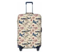 Buewutiry Luggage Cover - Vintage Fighter Print Travel Suitcase Covers For Luggage, High Elasticity Suit Case Cover Protector Fits 18-32 Inch, Black, 22-24