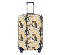 Buewutiry Luggage Cover - Vintage Owl Tree Pattern Print Travel Suitcase Covers For Luggage, High Elasticity Suit Case Cover Protector Fits 18-32 Inch, Black, 25-28