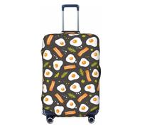 Buewutiry Travel Luggage Cover Protector - Bacon Omelette Rosemary Anti-Scratch Suitcase Covers Fits 18-32 Inch Luggage, Black, Medium