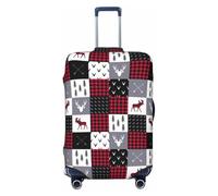 Buewutiry Travel Luggage Cover Protector - Buffalo Plaid Elk Arrows Deer Moose Anti-Scratch Suitcase Covers Fits 18-32 Inch Luggage, Black, Small